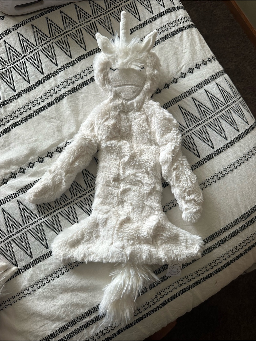 Plush White Unicorn Stuffed Animal Comforter - Soft Cuddle Toy